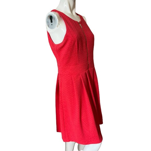 Jessica Simpson Coral Fit & Flare Dress Sz 8 (Medium) Womens Orange Zip Front Cu - Picture 11 of 14